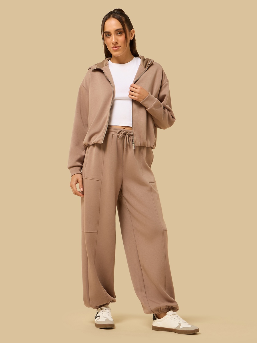 Bubble Hem Zip Through Hoodie