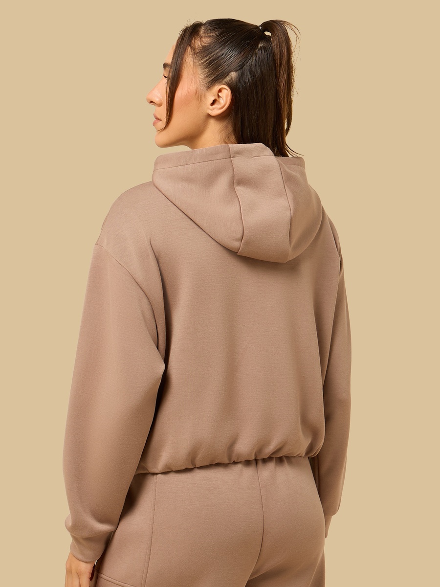 Bubble Hem Zip Through Hoodie