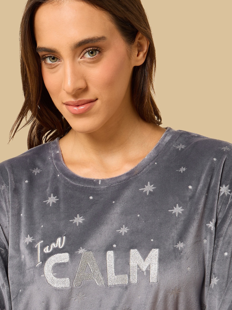 Star Print Velour Pyjama Set