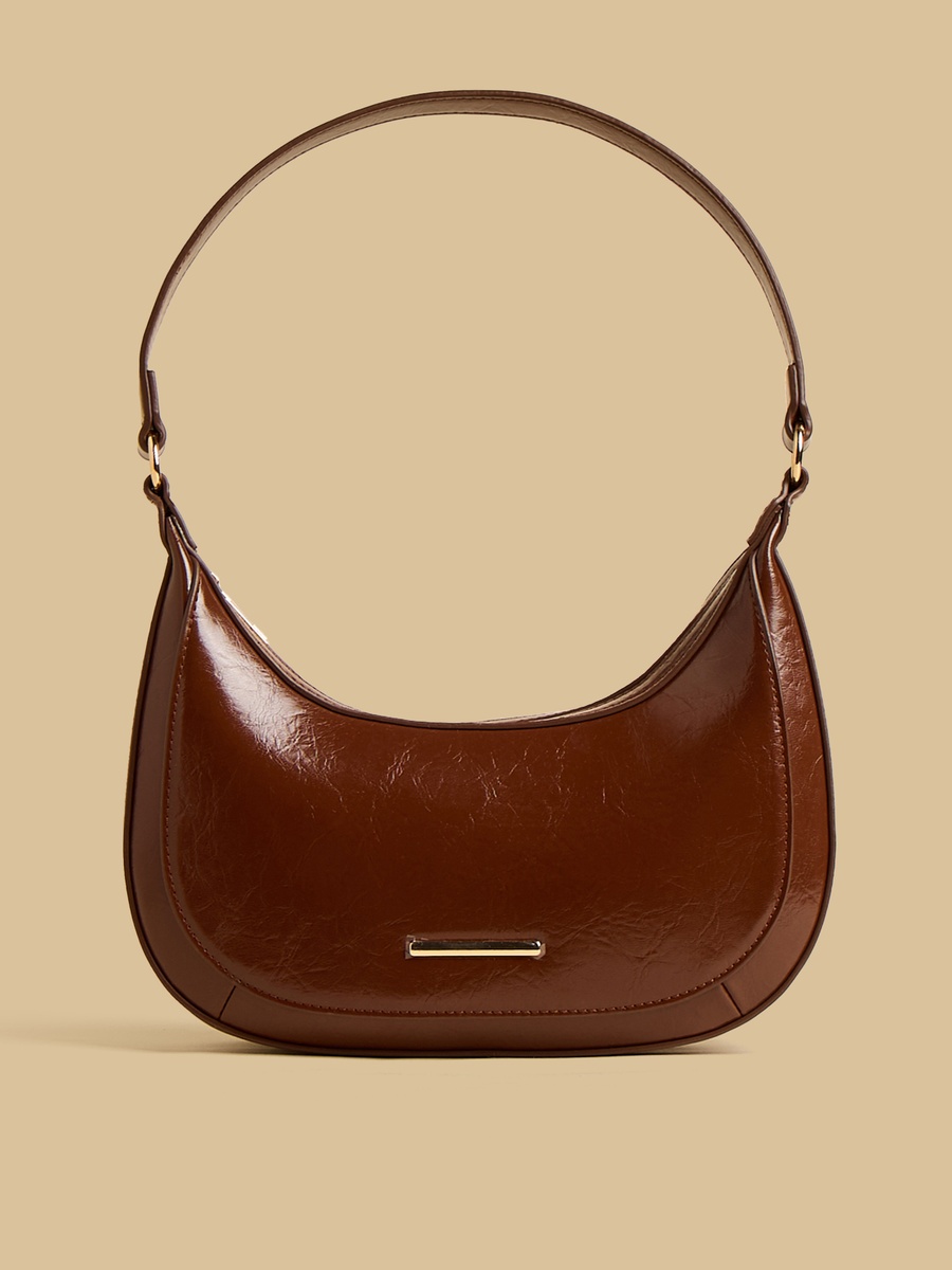 Textured Shoulder Bag with Zip Closure