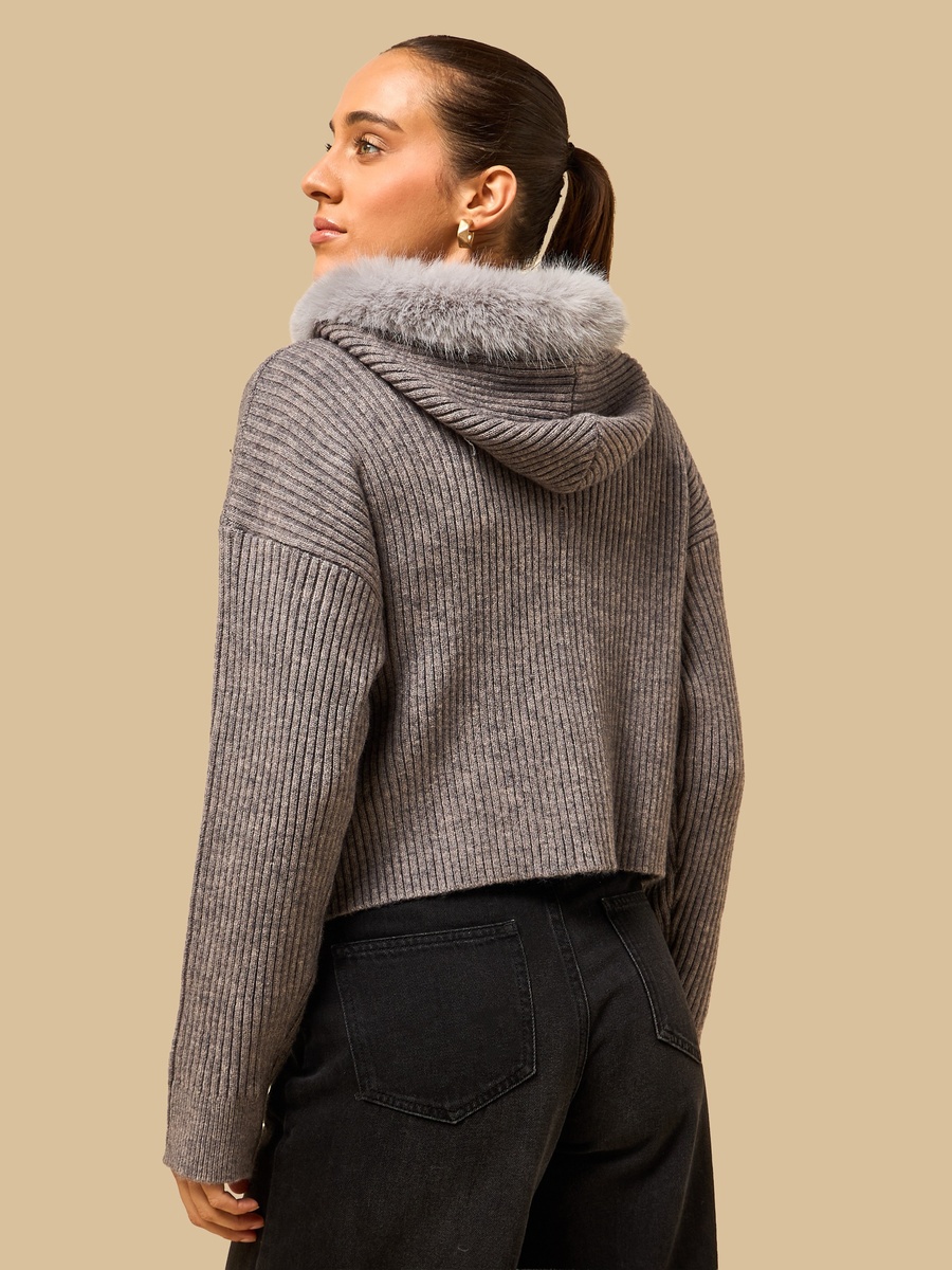 Ribbed Faux Fur Cardigan