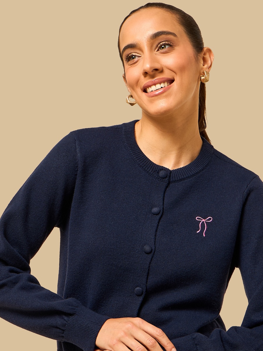Bow Embroidered Cardigan