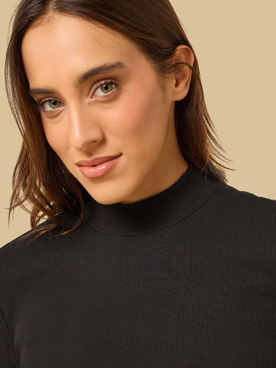 Ribbed High Neck Top