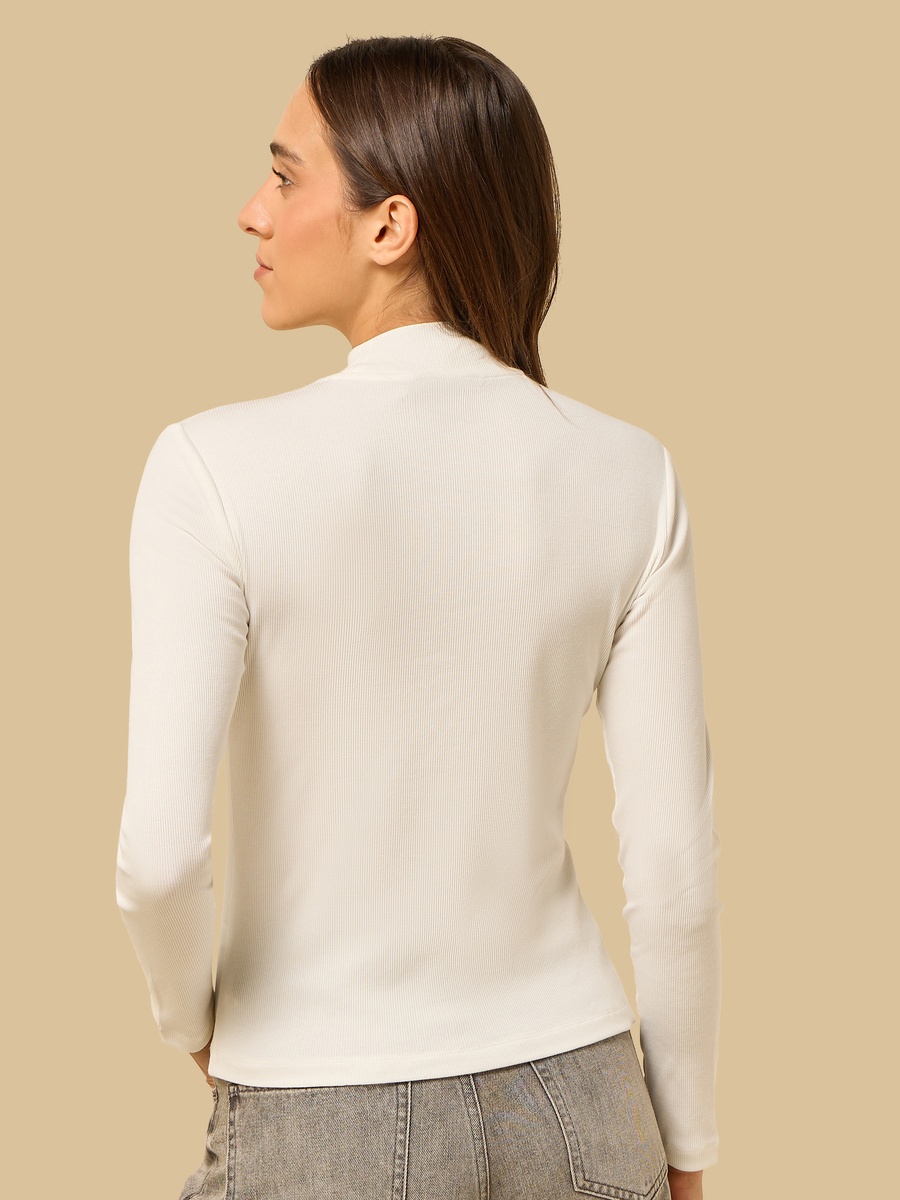 Ribbed High Neck Top