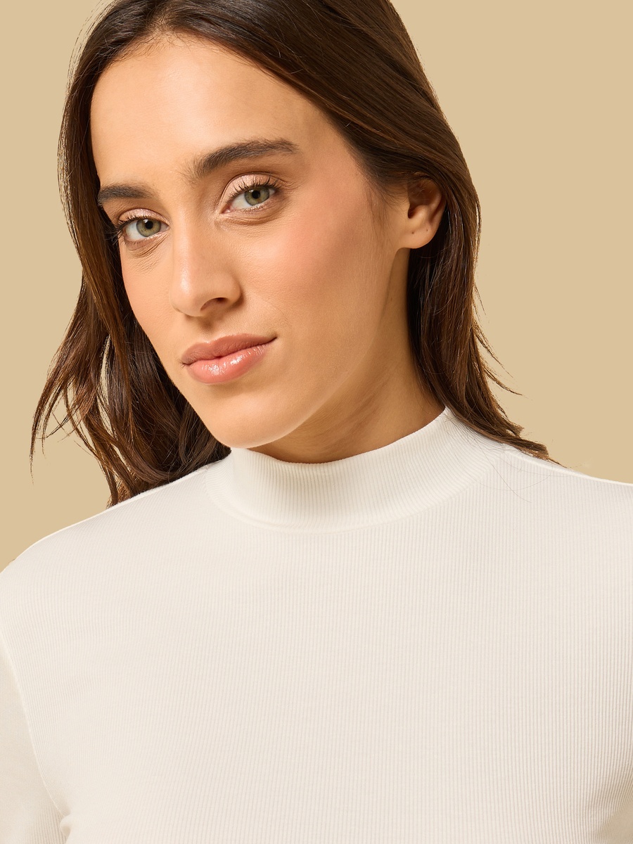 Ribbed High Neck Top
