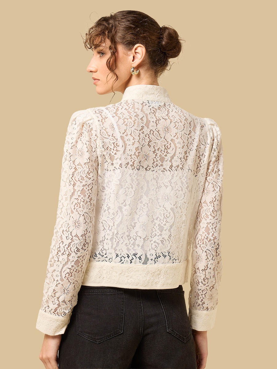 Lace Top with Mandarin Collar