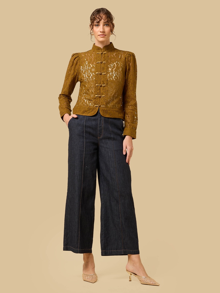 Lace Top with Mandarin Collar