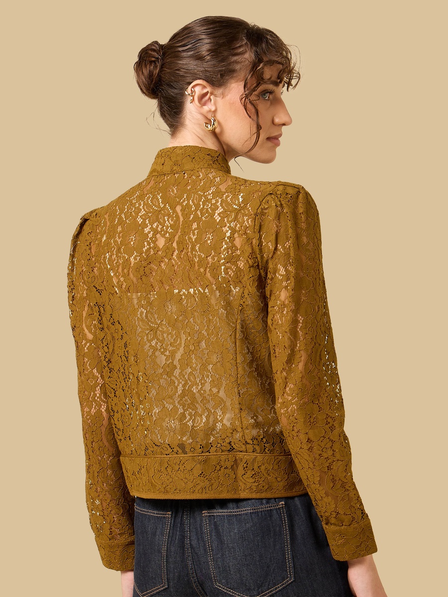 Lace Top with Mandarin Collar