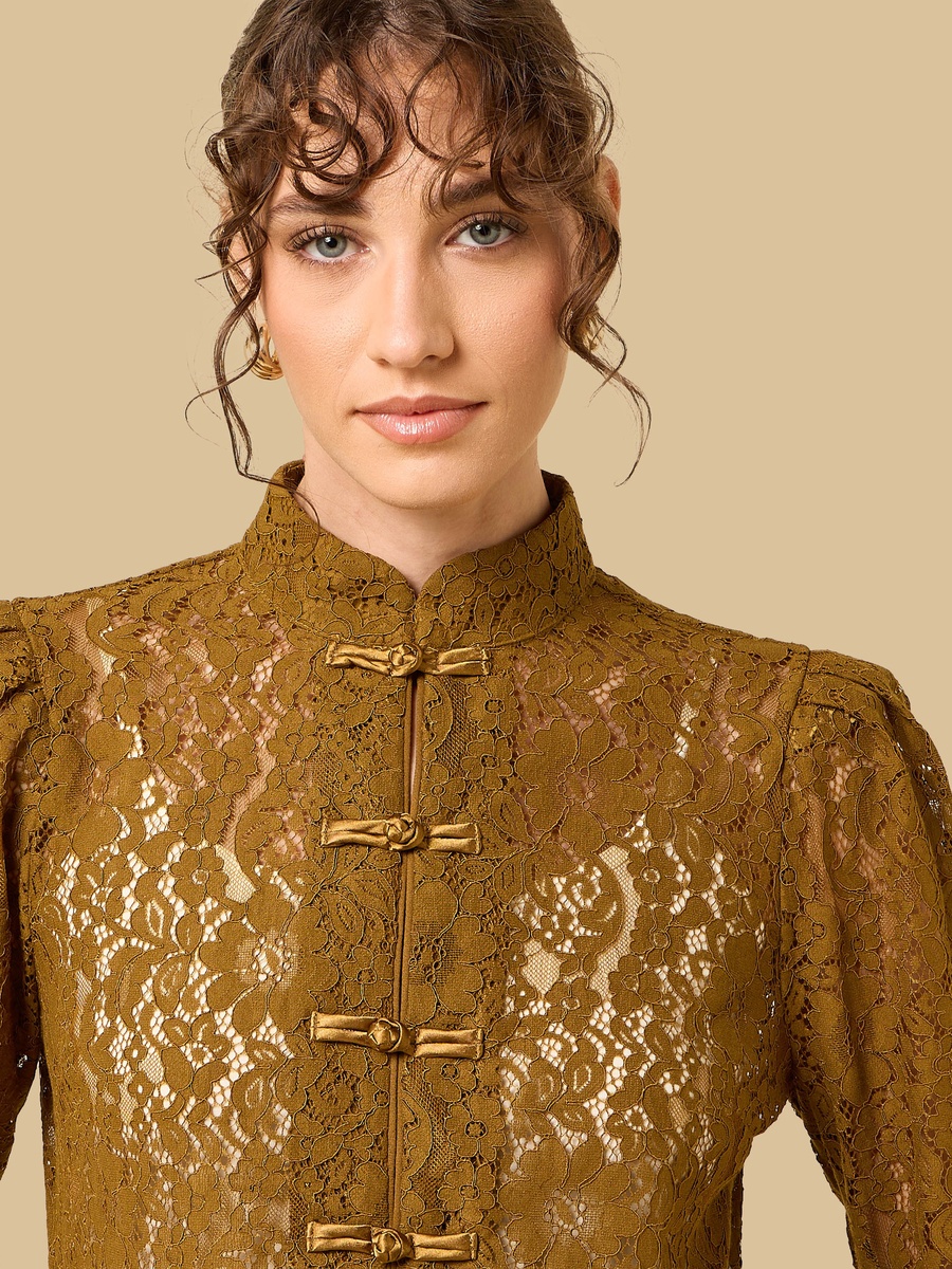 Lace Top with Mandarin Collar