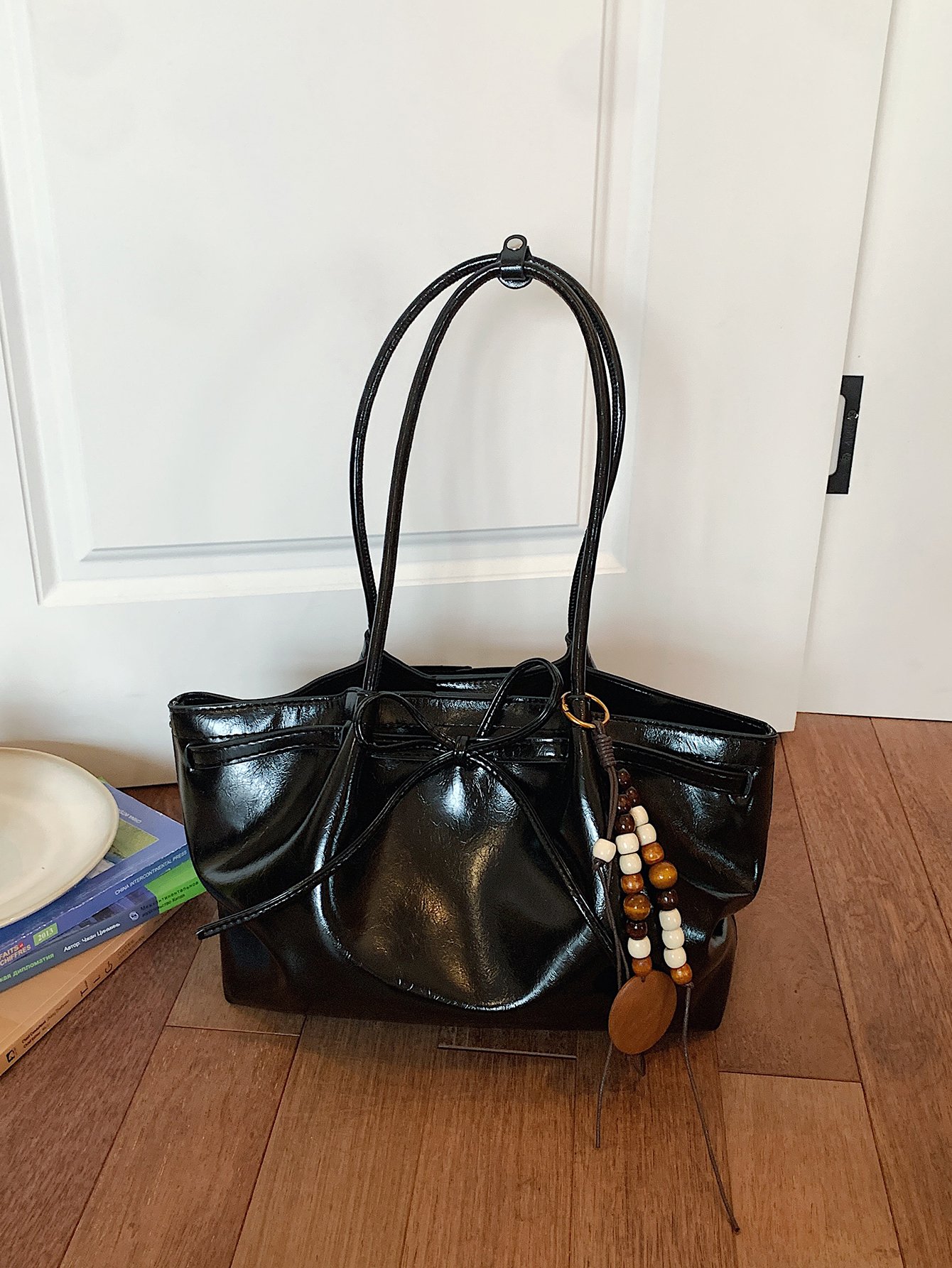 Large Capacity Womens Shoulder Tote Beach Bag with Free Charm
