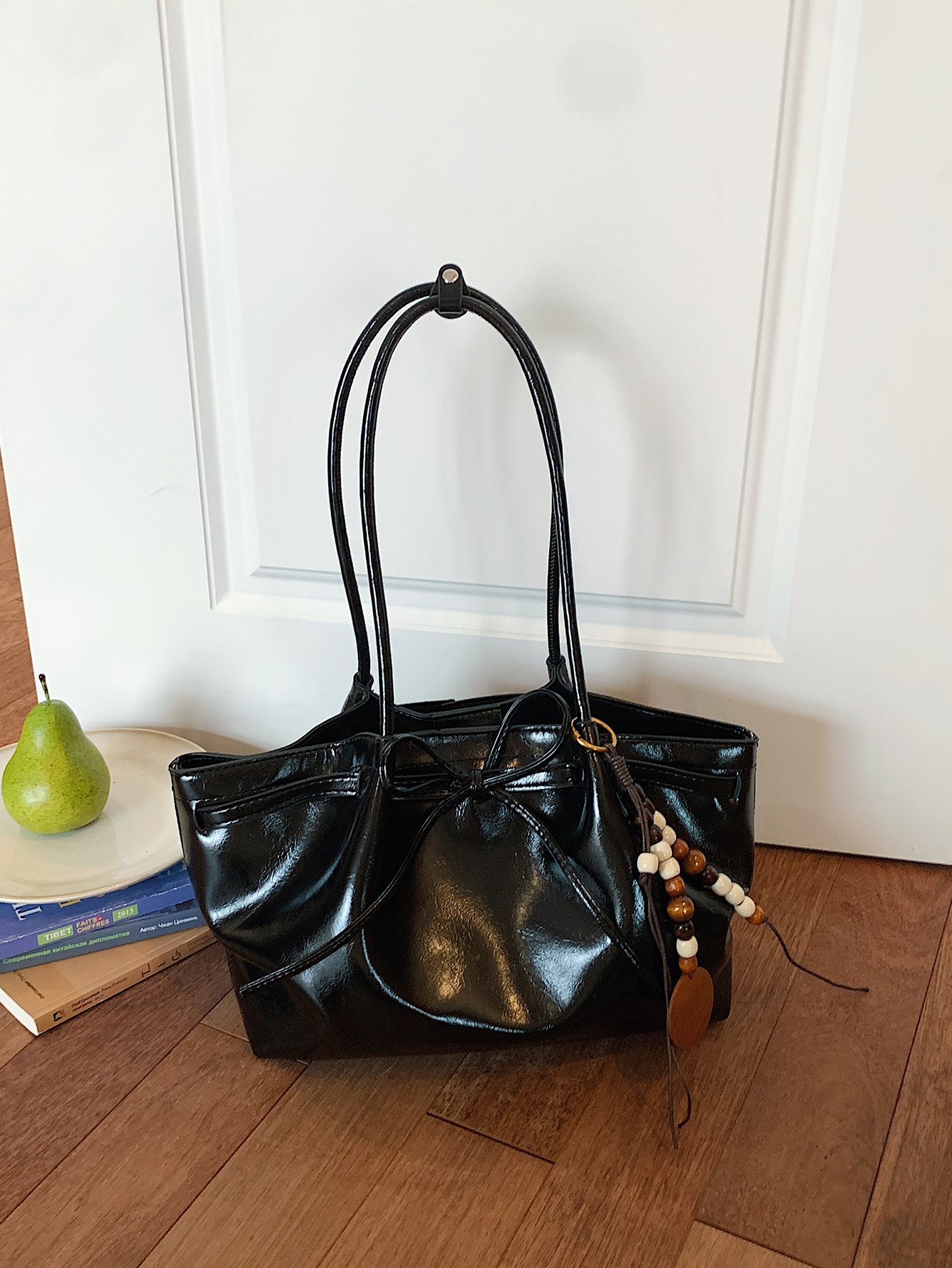 Large Capacity Womens Shoulder Tote Beach Bag with Free Charm