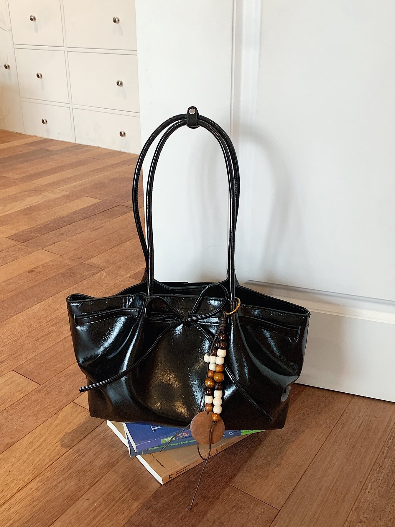 Large Capacity Womens Shoulder Tote Beach Bag with Free Charm