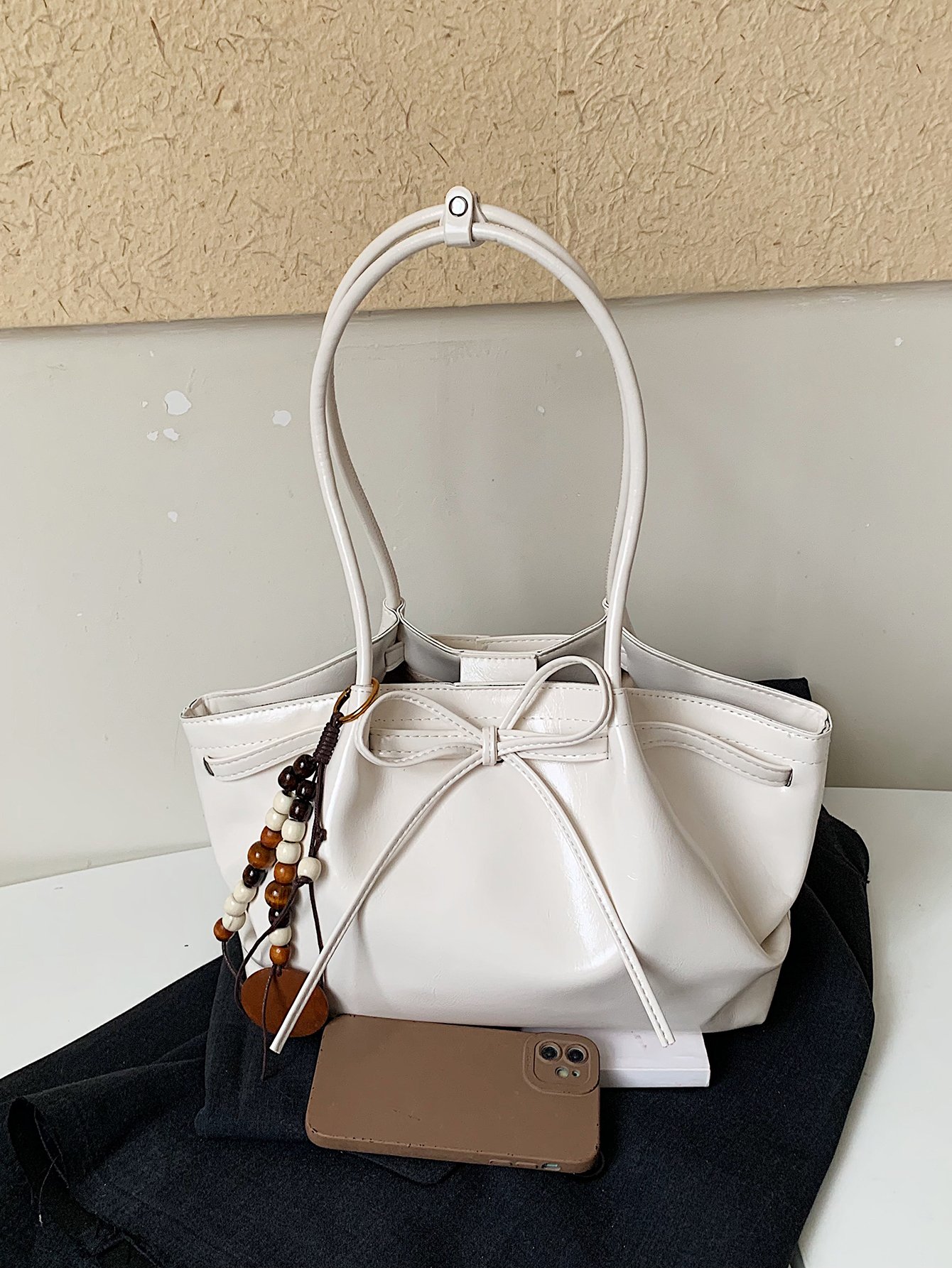 Large Capacity Womens Shoulder Tote Beach Bag with Free Charm