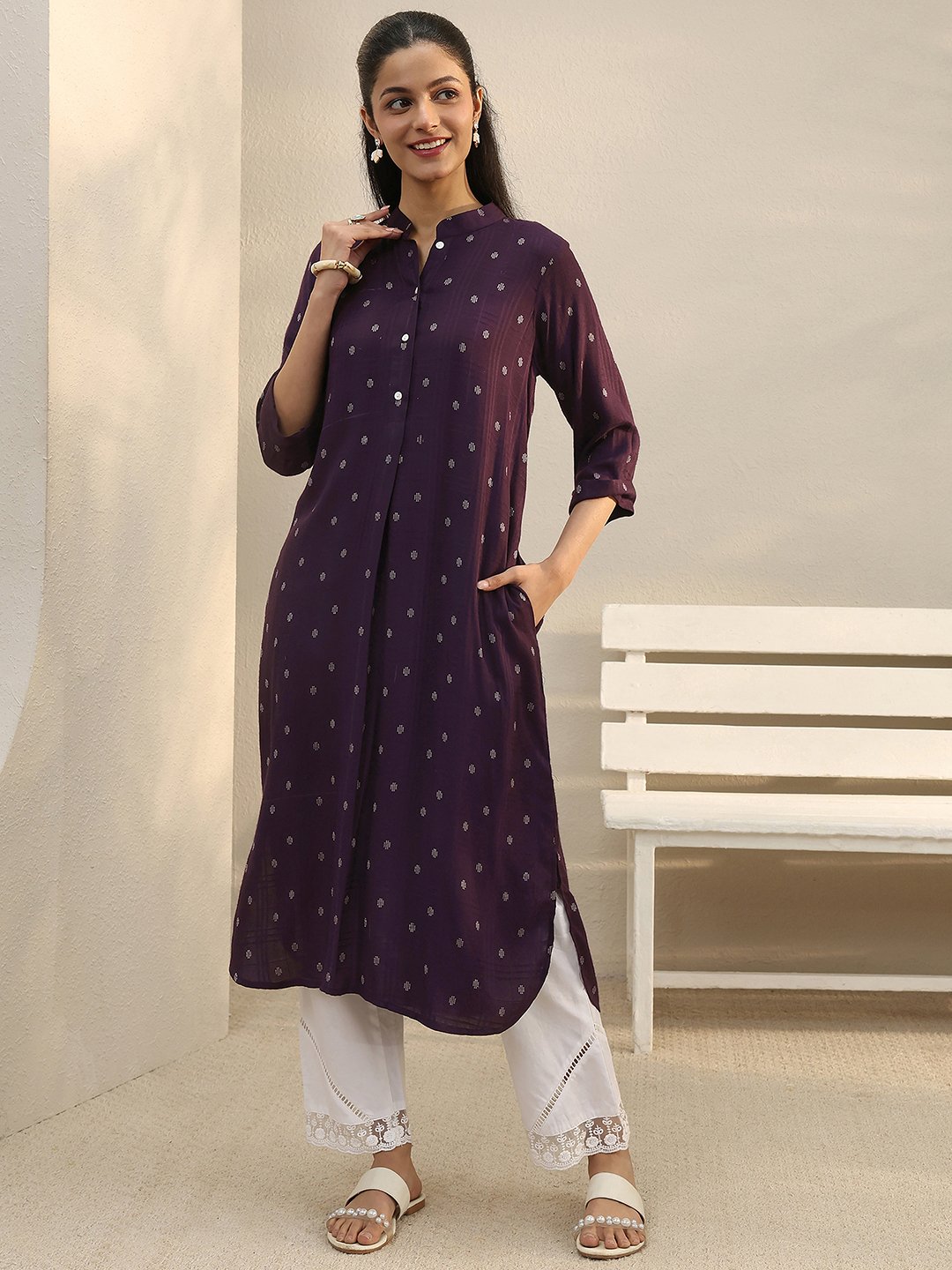 Rayon Straight Kurta with Printed Design