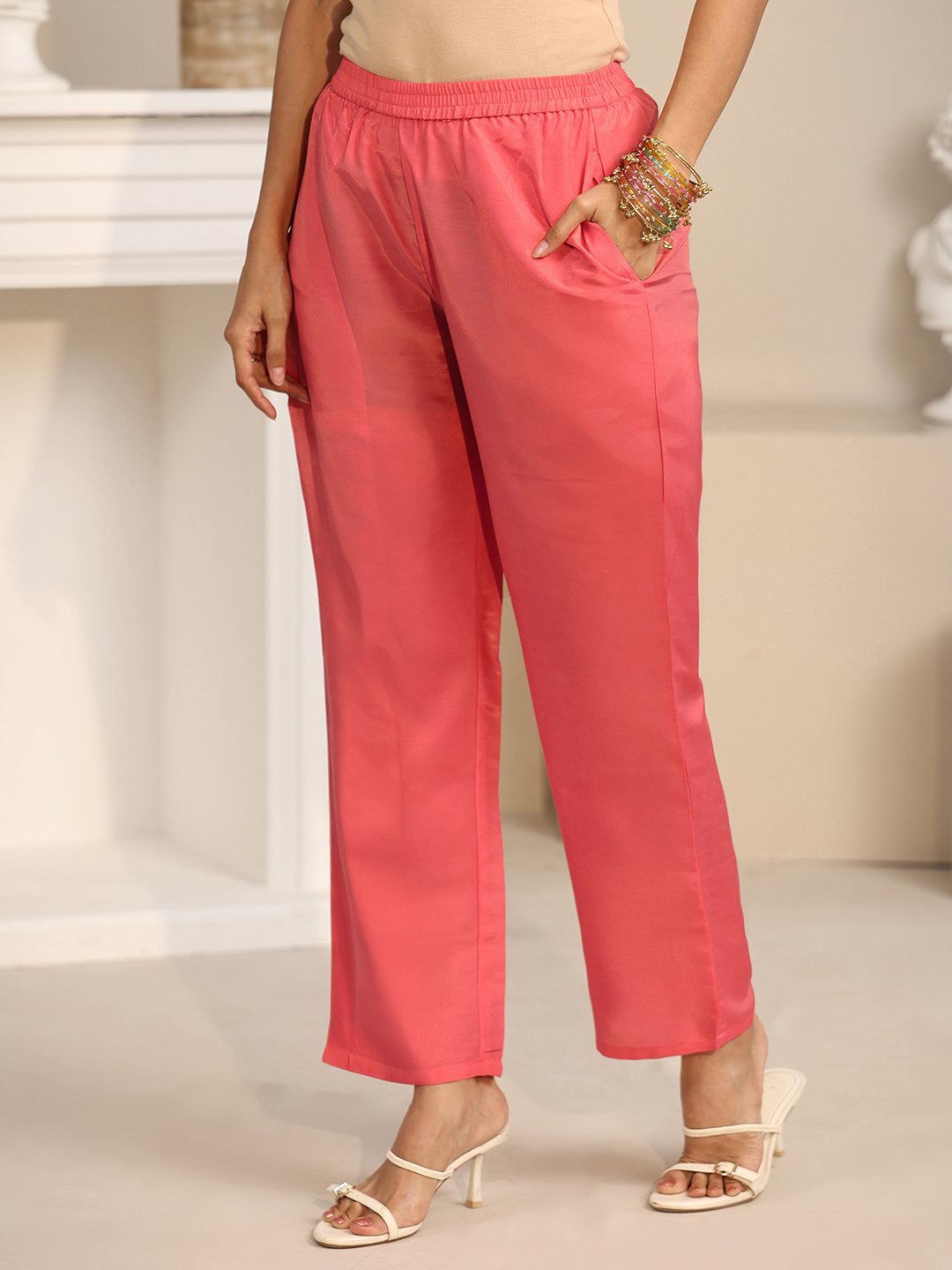 Coral Embroidered Georgette Kurta Set with Dupatta