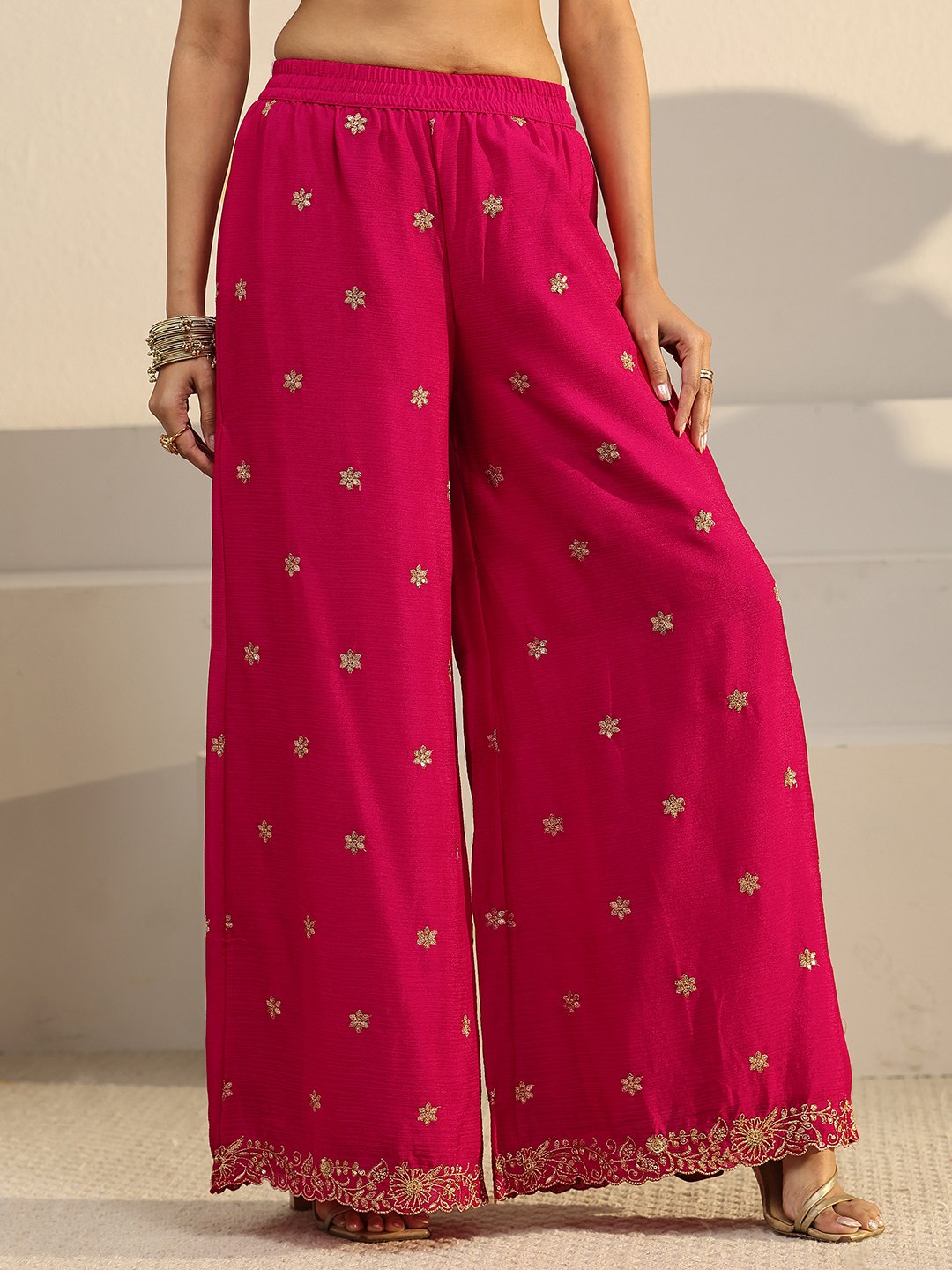 Embroidered Kurta Palazzo and Dupatta Set
