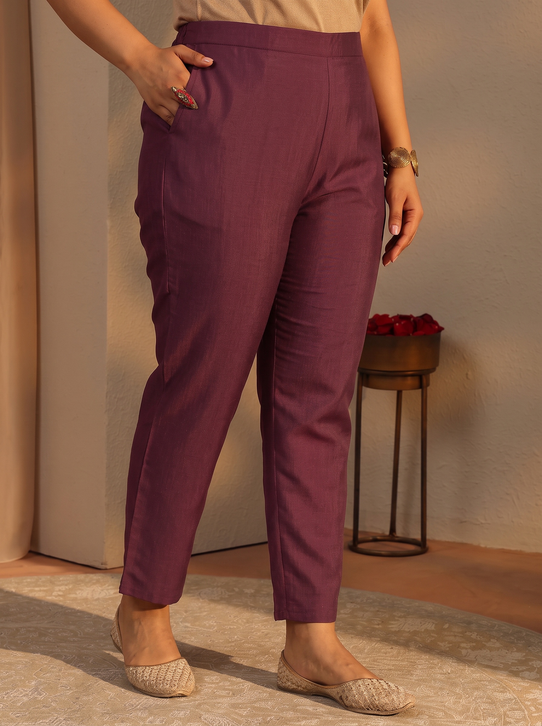 Plus Size Burgundy Embroidered Bandhani Kurta Set with Dupatta