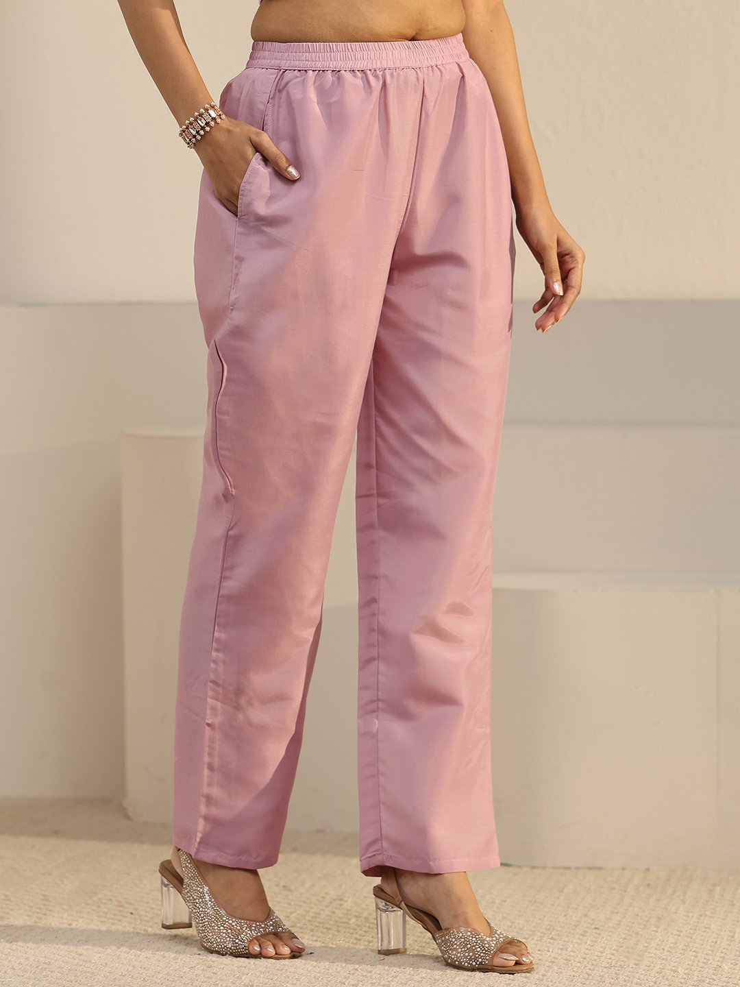 Pink Embroidered Silk Blend Kurta Set with Dupatta