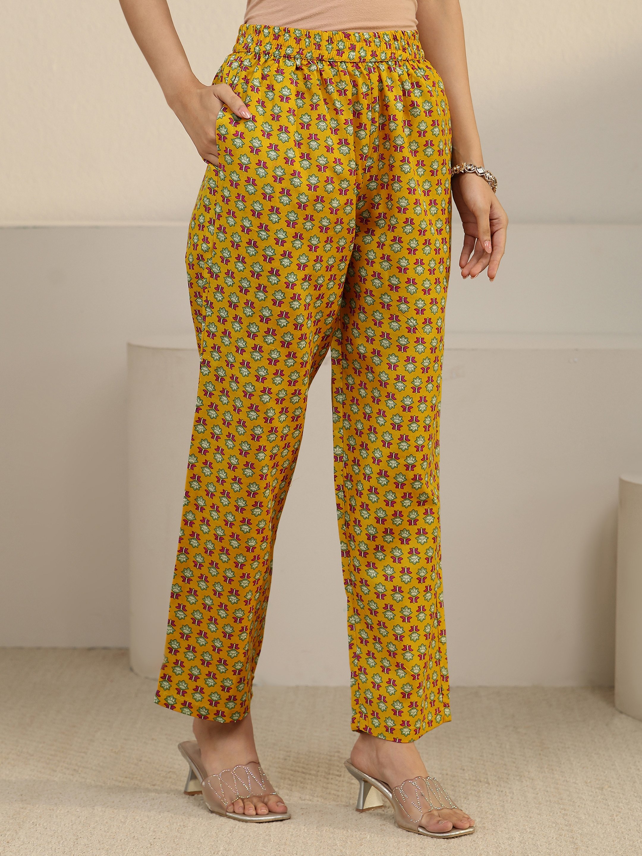 Yellow Floral Printed Kurta Set with Dupatta