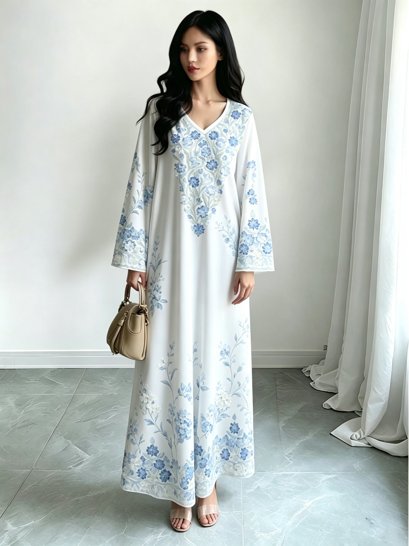 White Embroidered Jalabiya