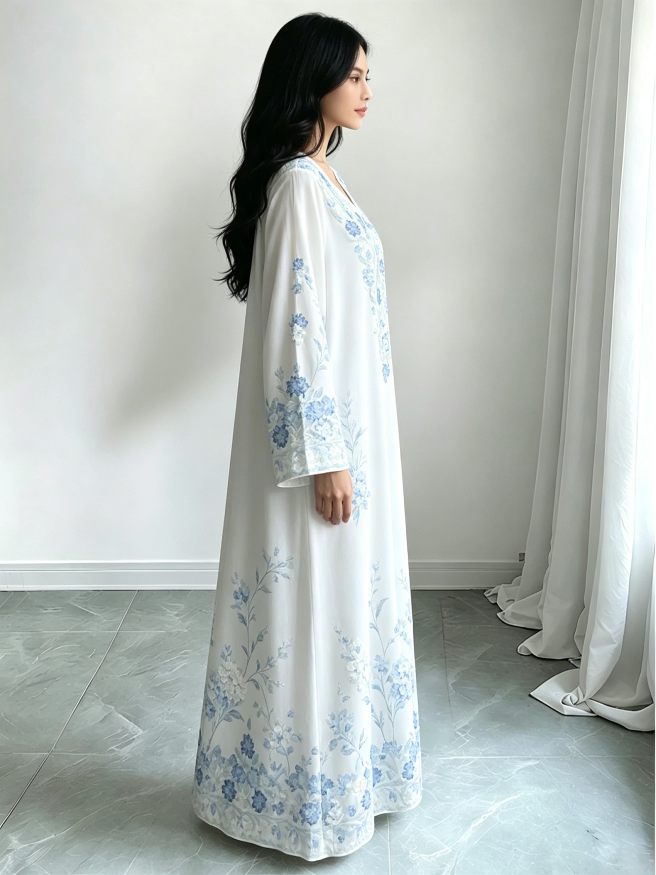White Embroidered Jalabiya