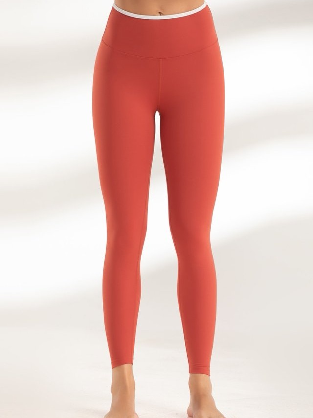 Orange Contrast Trim Active Leggings