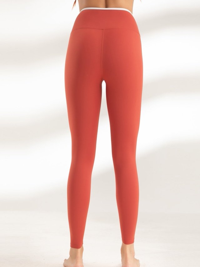 Orange Contrast Trim Active Leggings