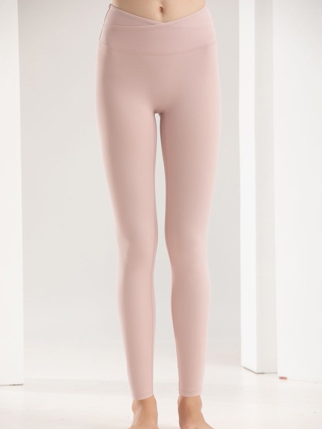 Light Pink Solid Activewear Leggings
