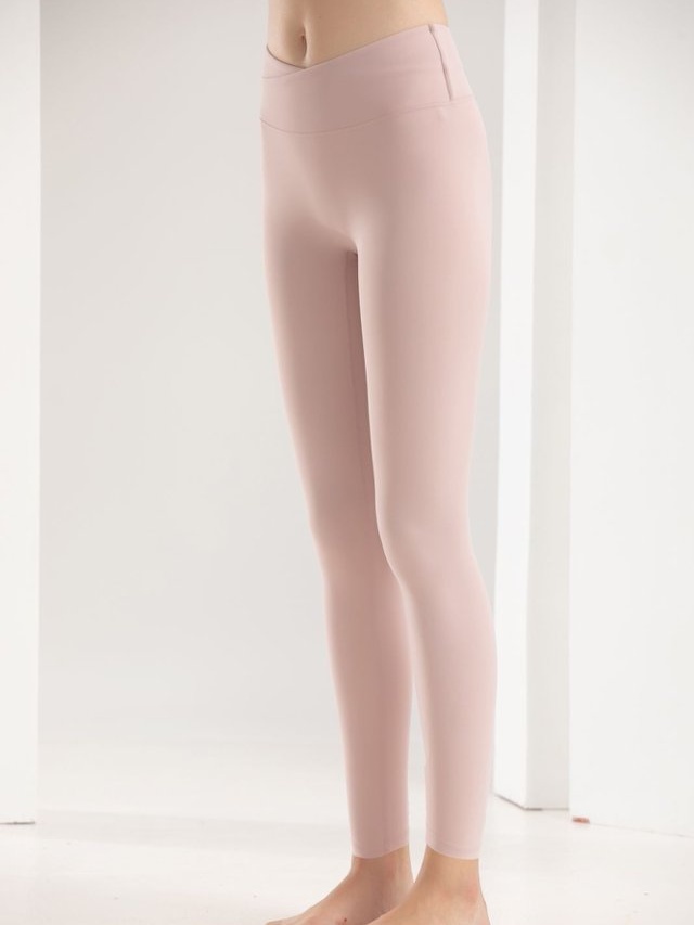 Light Pink Solid Activewear Leggings