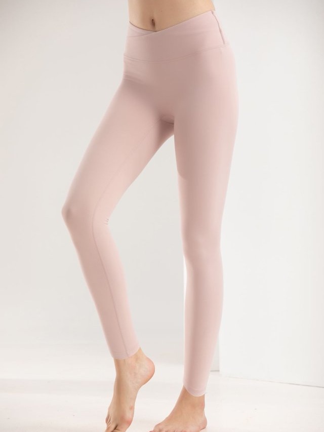 Light Pink Solid Activewear Leggings