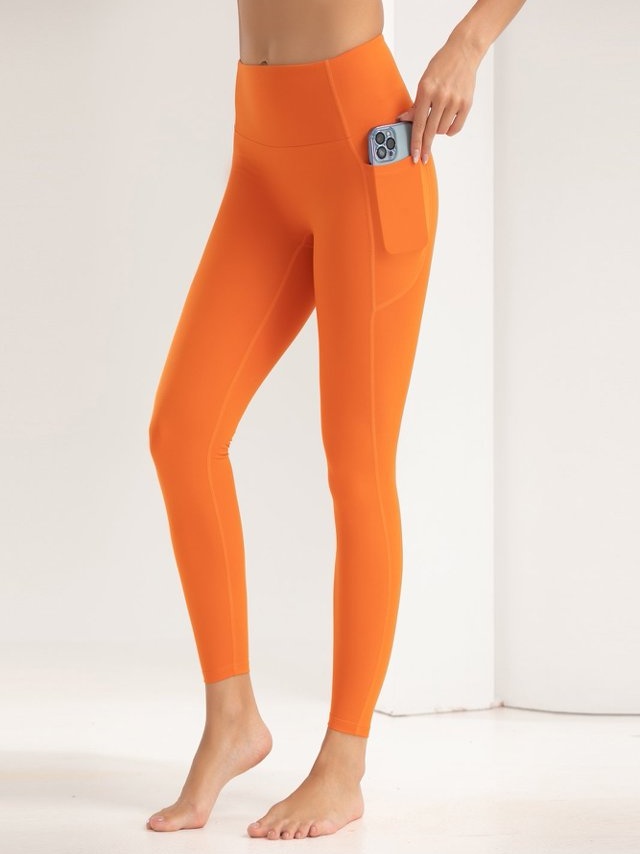 Orange High-Waist Active Leggings