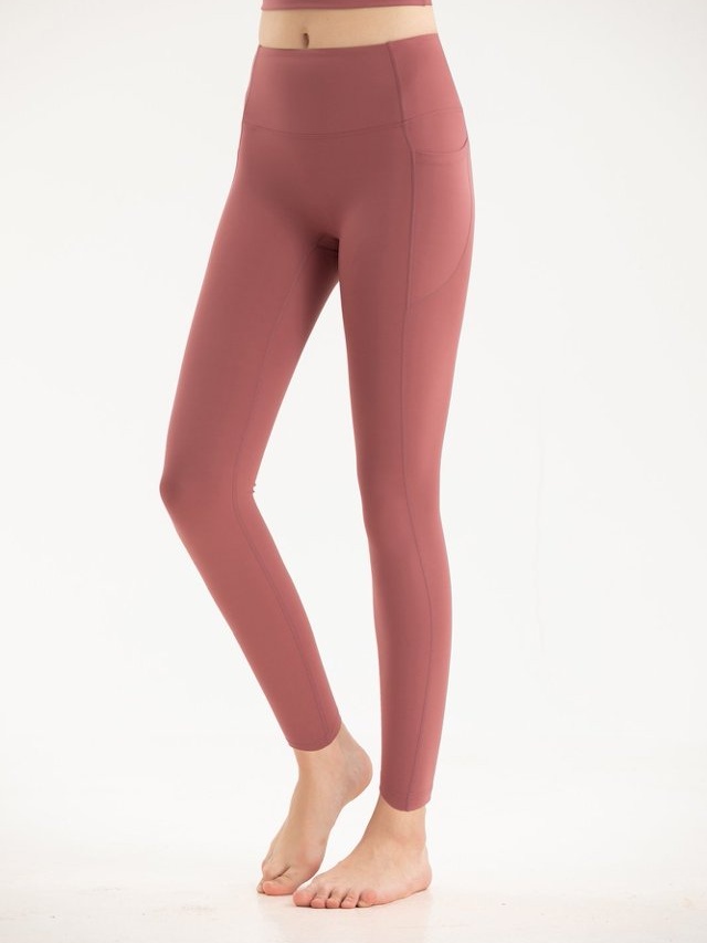 Dark Pink Solid Activewear Leggings