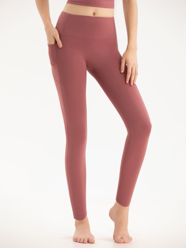 Dark Pink Solid Activewear Leggings