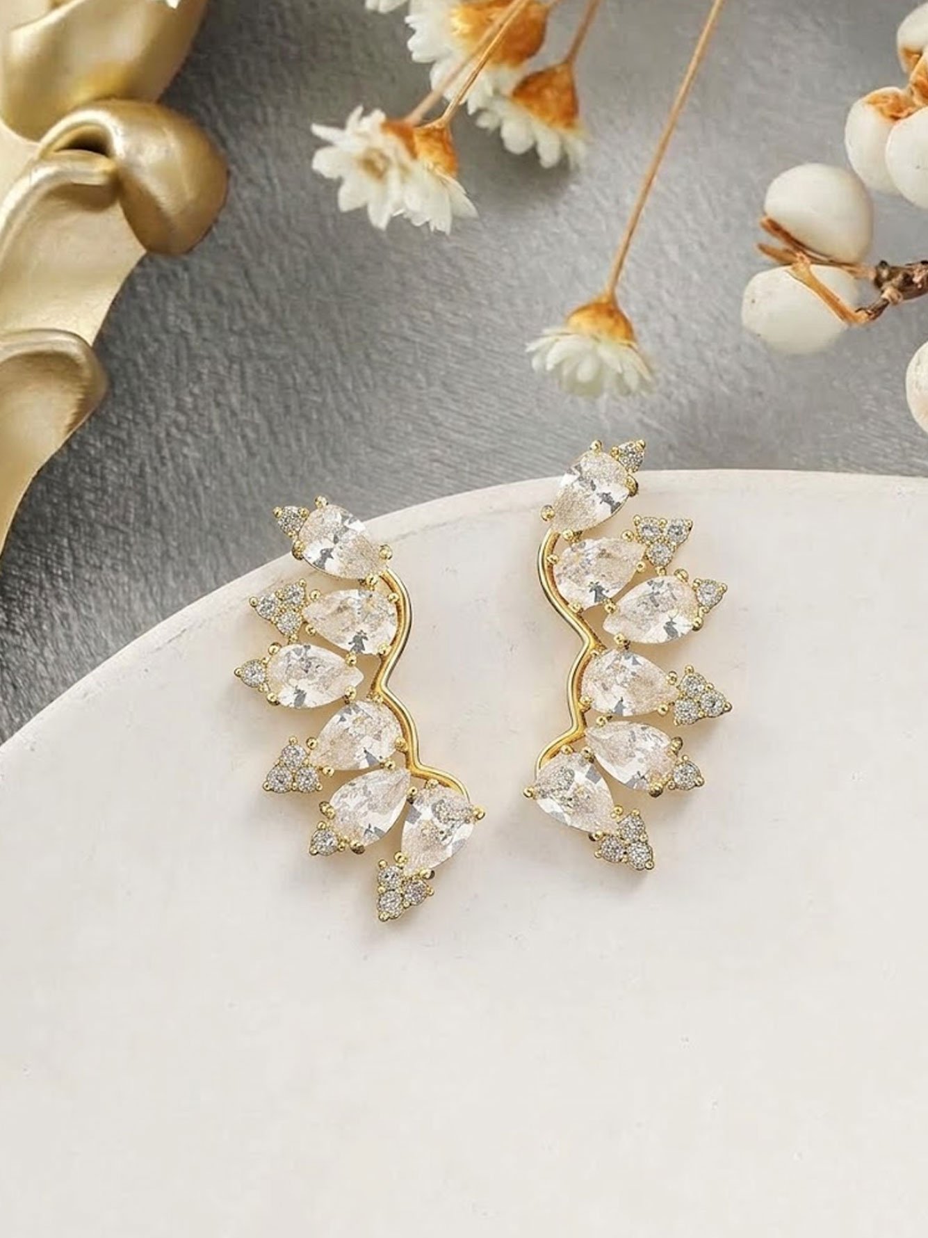 Gold Solid Stud Earrings