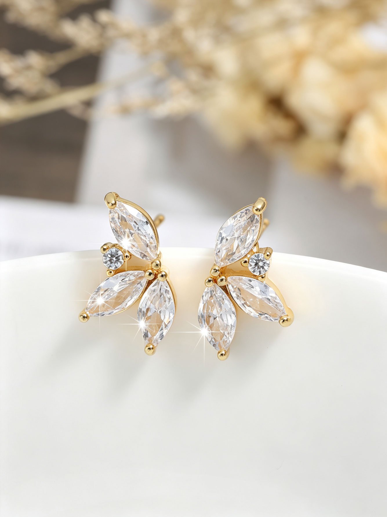 Gold Solid Stud Earrings