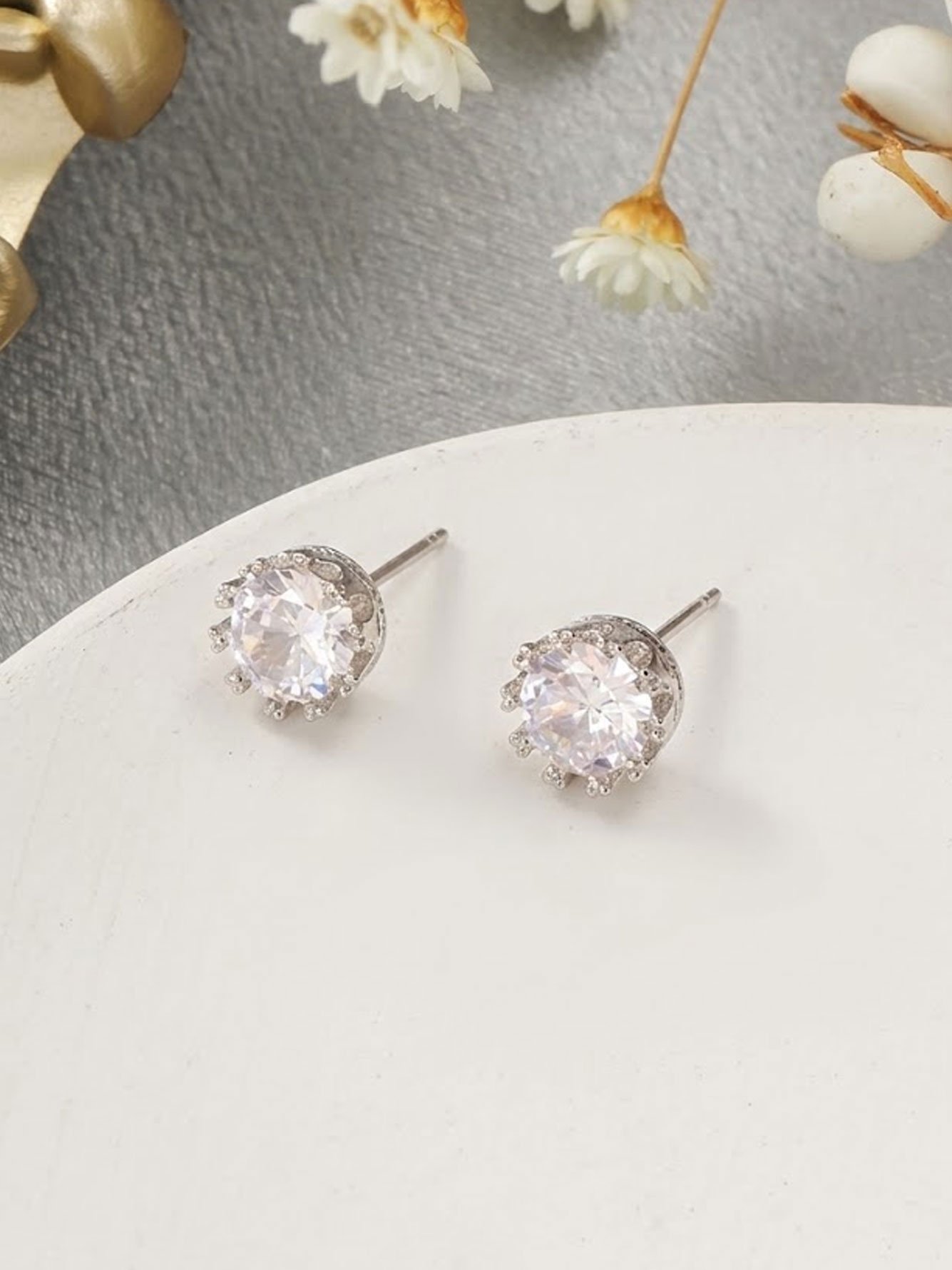 Silver Solid Stud Earrings