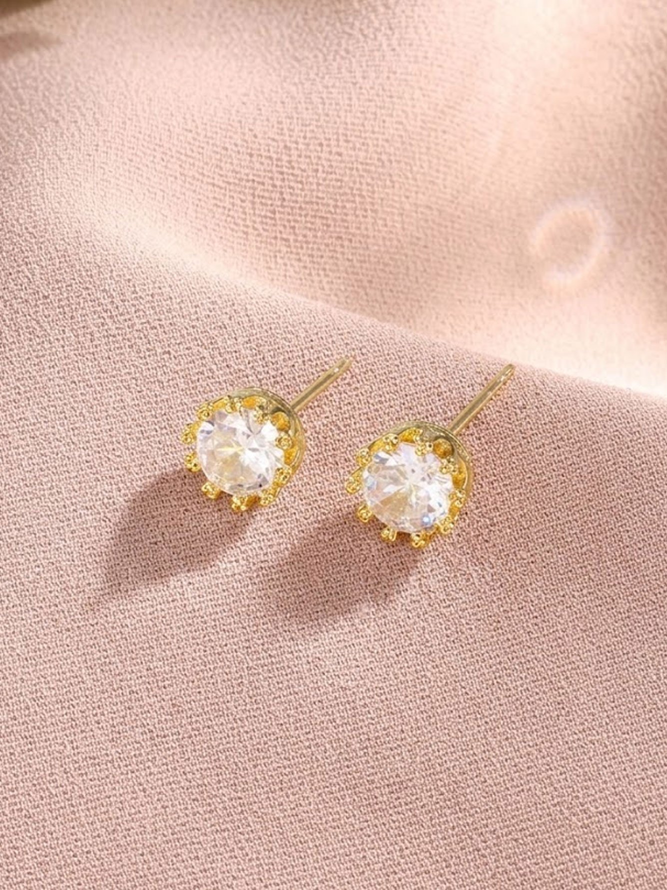 Gold Solid Stud Earrings