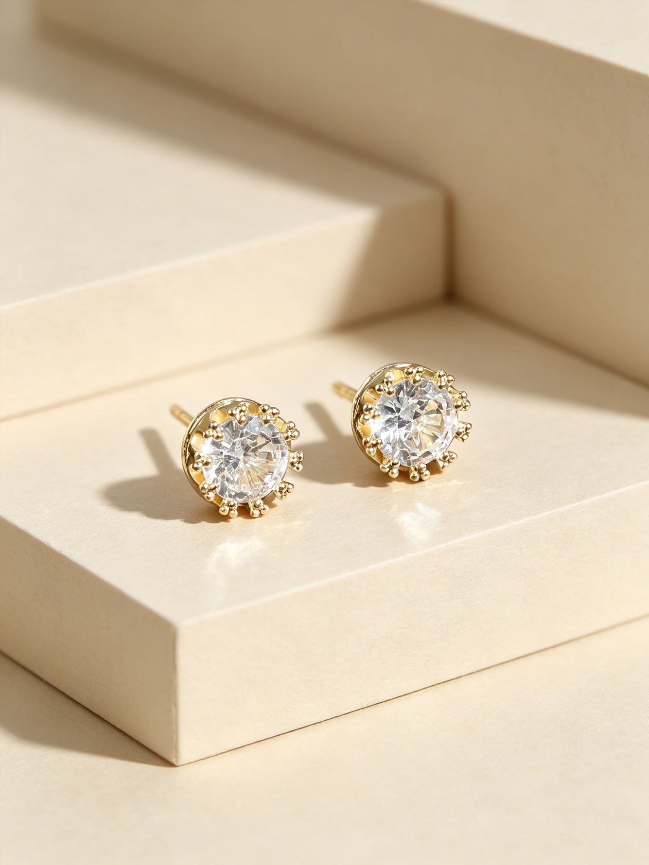 Gold Solid Stud Earrings