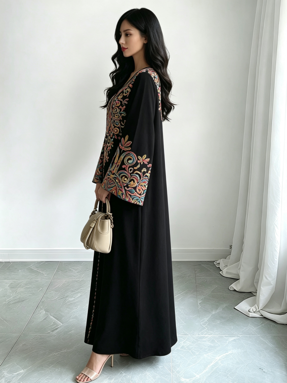 Black Embroidered Jalabiya