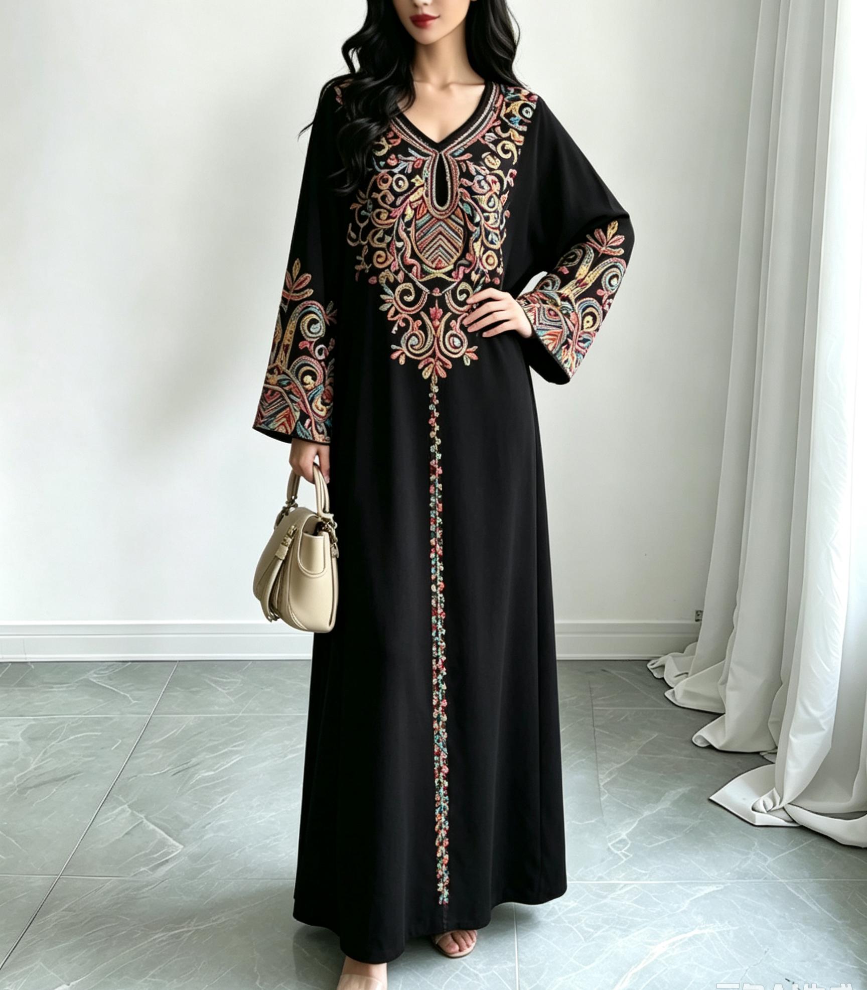 Black Embroidered Jalabiya