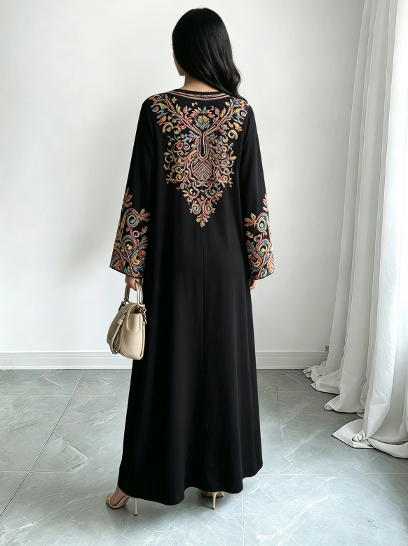 Black Embroidered Jalabiya
