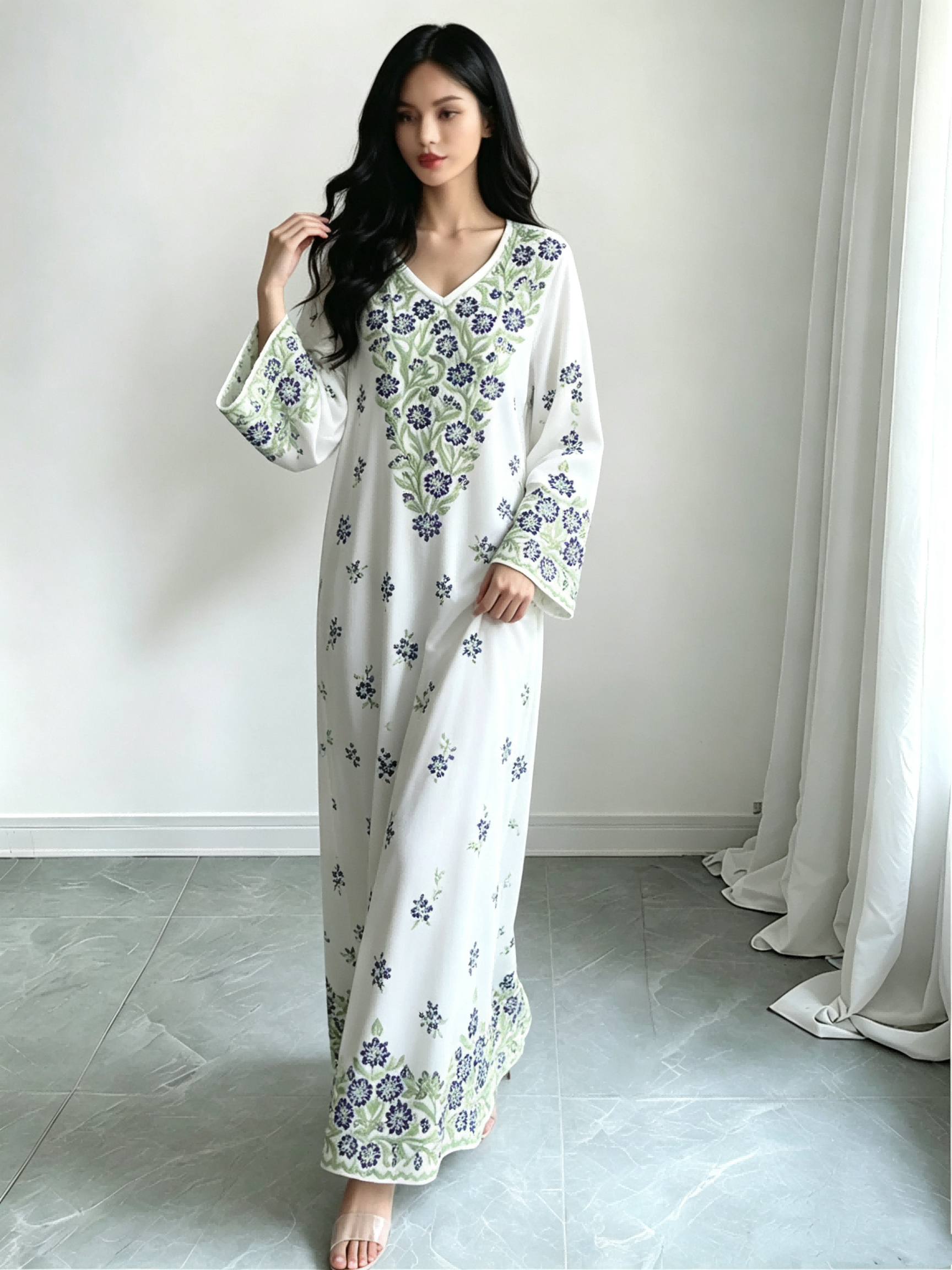 White Printed Jalabiya
