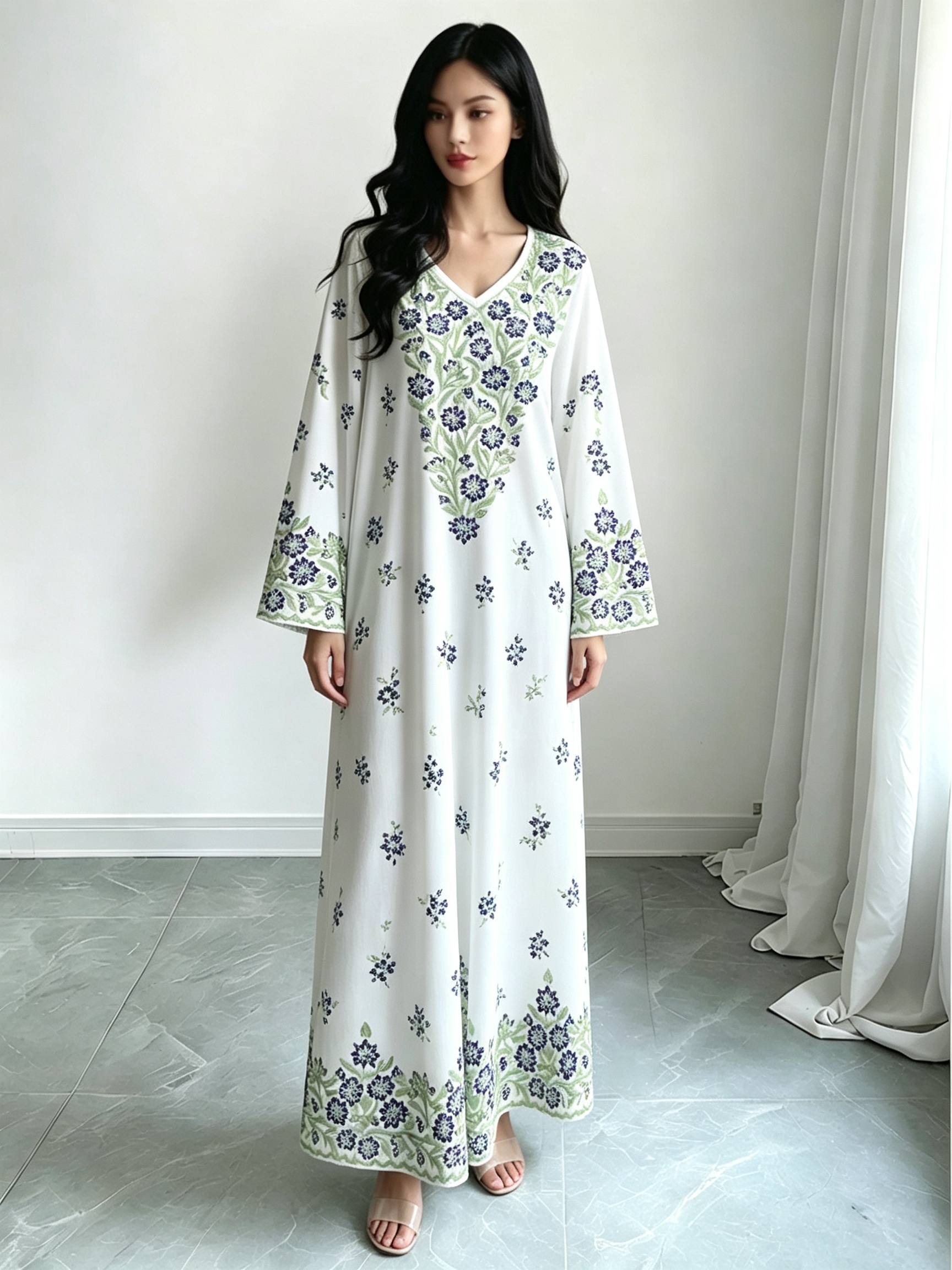 White Printed Jalabiya