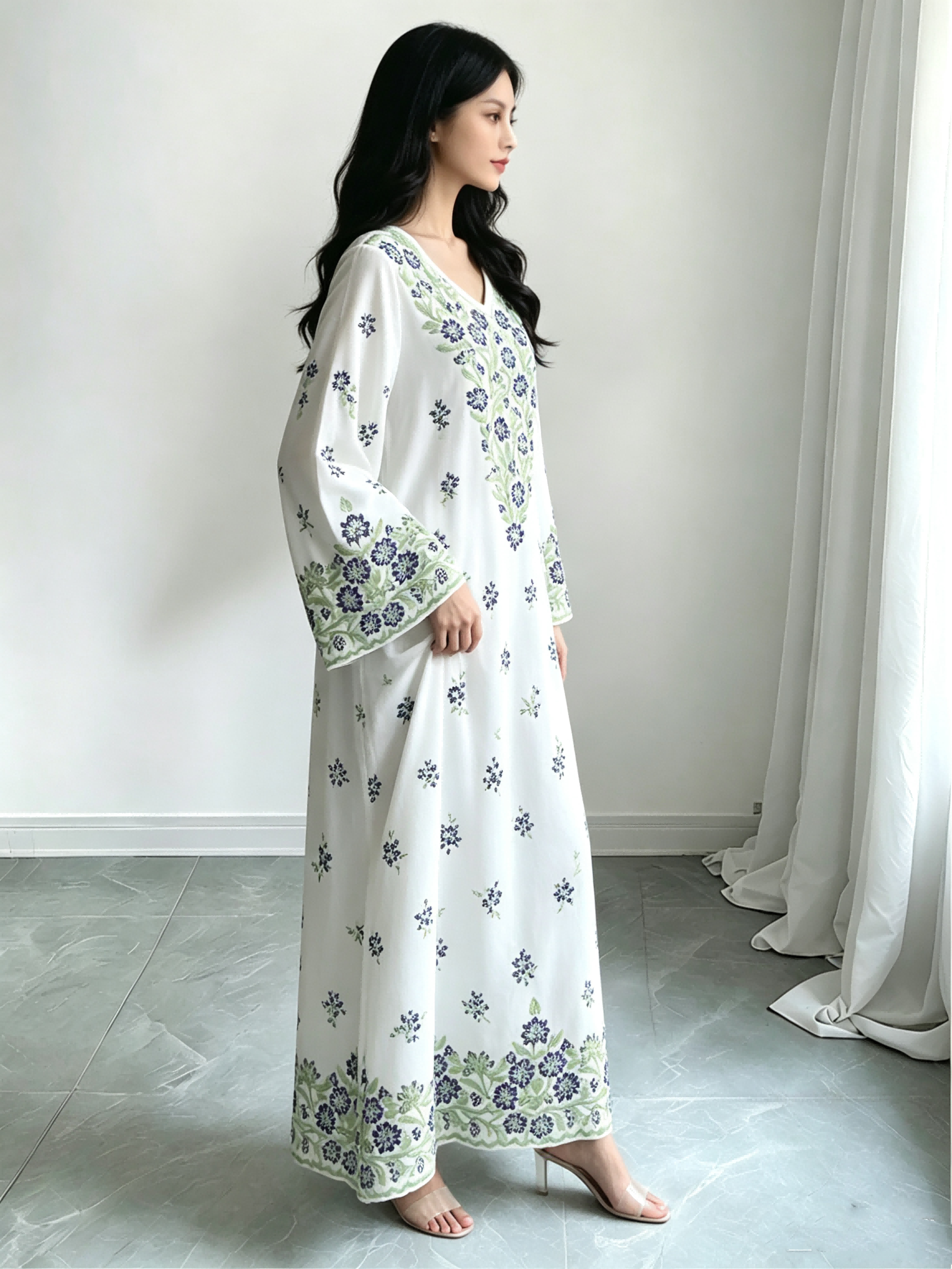 White Printed Jalabiya