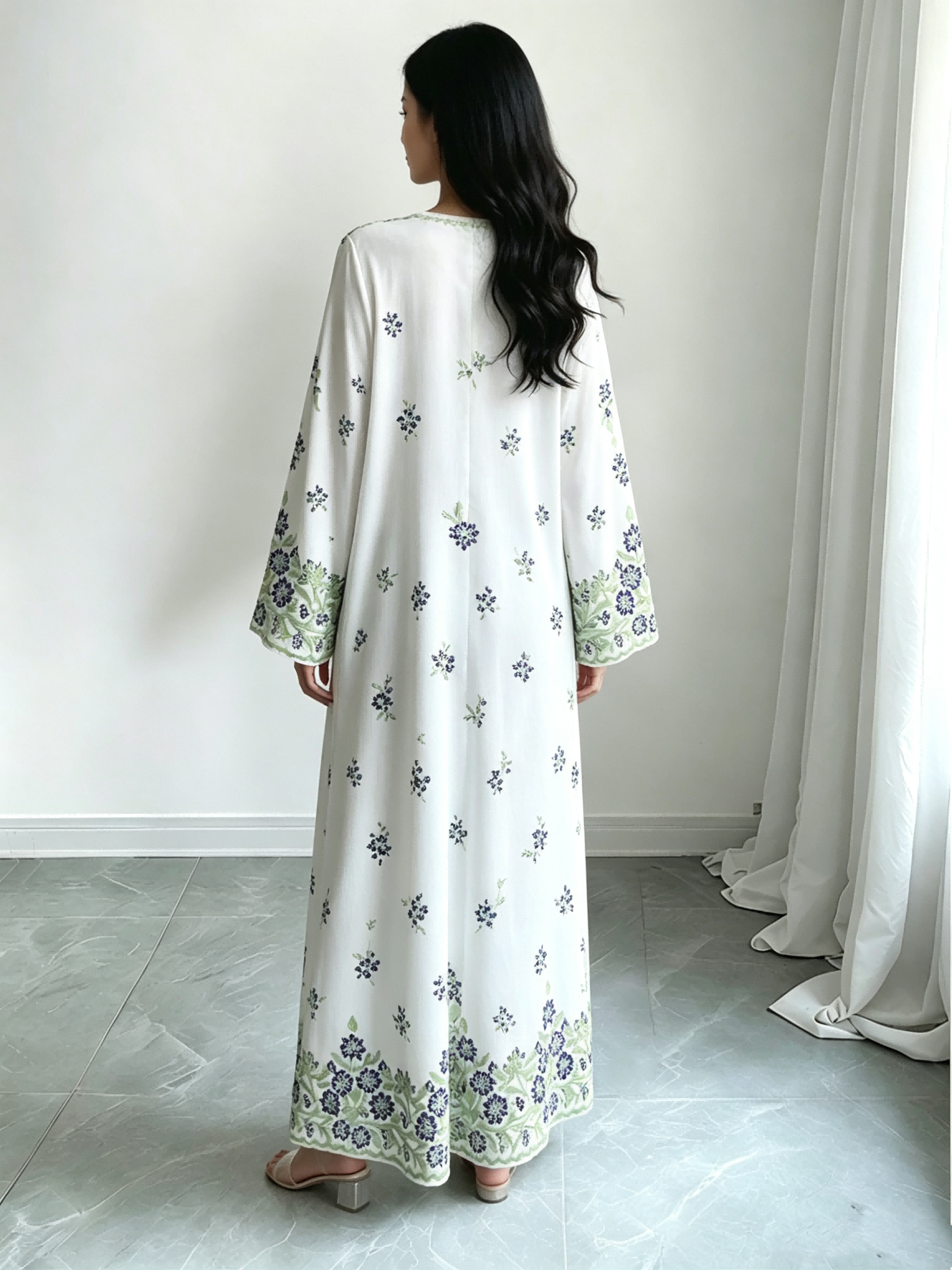 White Printed Jalabiya