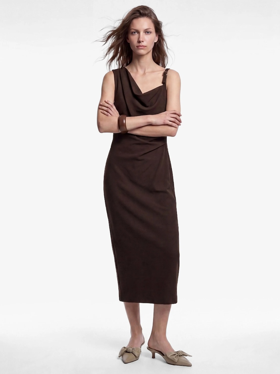 Brown Sleeveless Sheath Maxi Dress - Perfect for Daytime