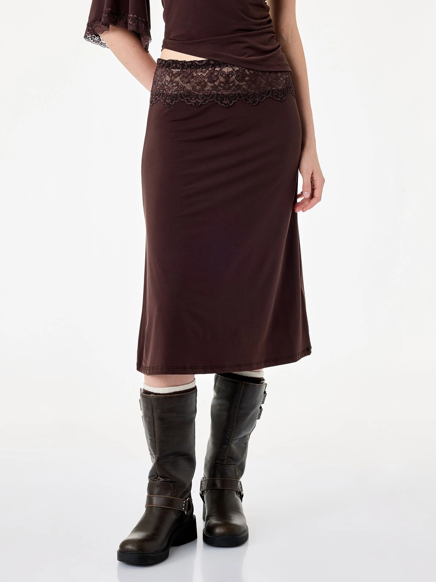 Brown Knee-Length Bodycon Skirt