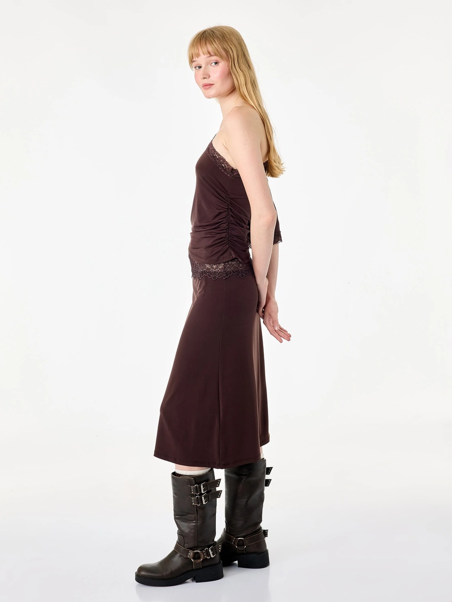 Brown Knee-Length Bodycon Skirt