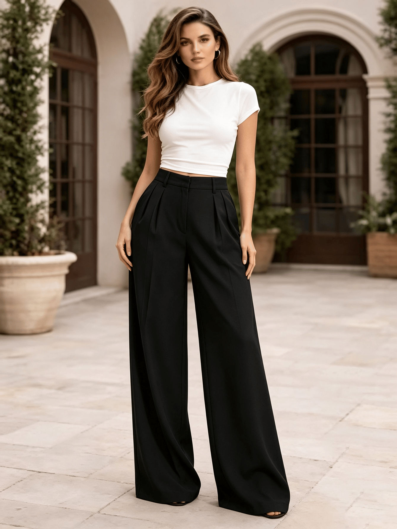 Black Solid Oversized Trousers