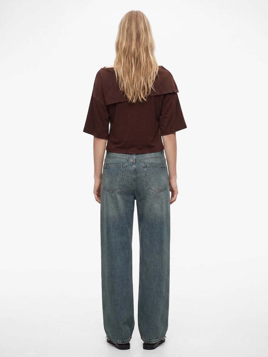 Brown Short Sleeve Crop Top